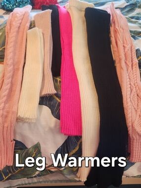 Set Of 8 Cozy Ribbed & Cable Knit Leg Warmers - Assorted Colors